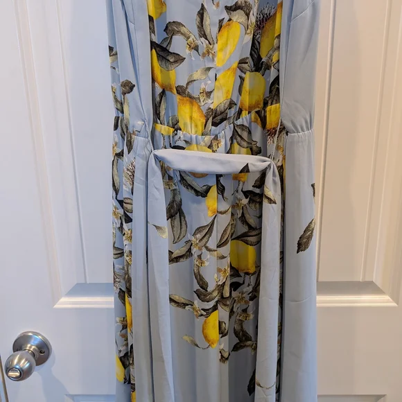 White House Black Market Blue and Yellow High Low Dress - Picture 4 of 8